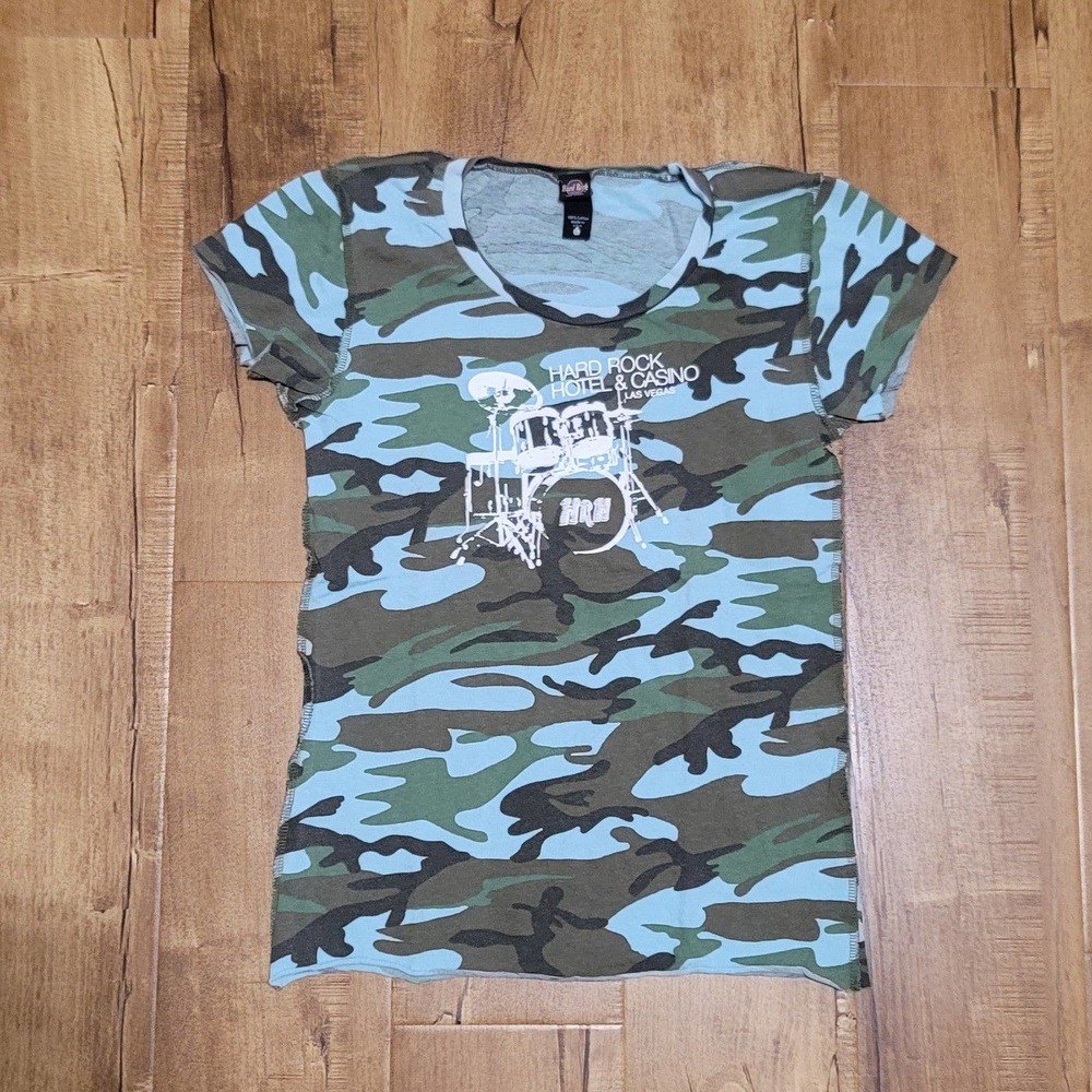 Vtg Hard Rock Hotel & Casino Las Vegas Camo T-shirt Women's